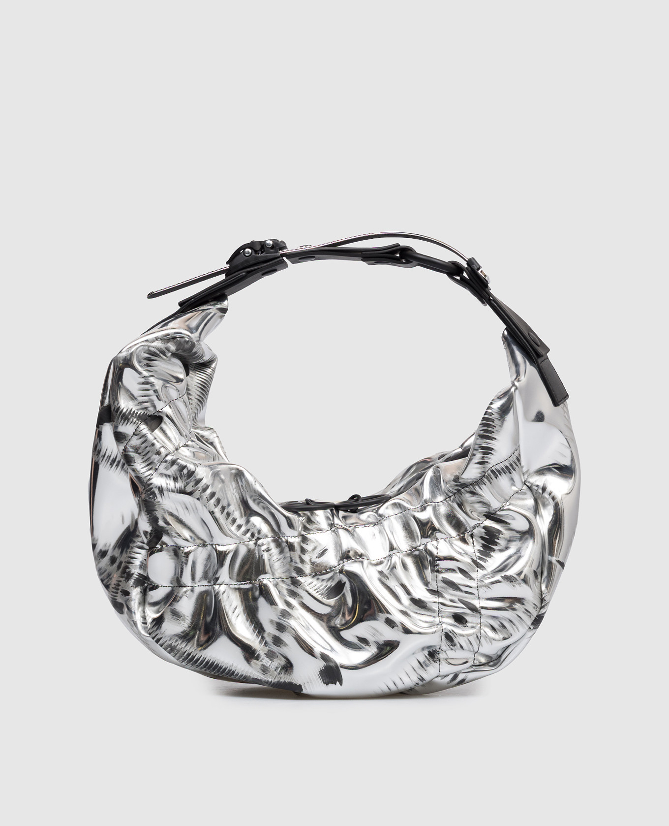 

Серебряная сумка-хобо HM2 с драпировкой, Серебристый, Сумки на плечо