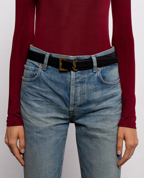 Saint Laurent Черный кожаный пояс Cassandre 634437DTI0W