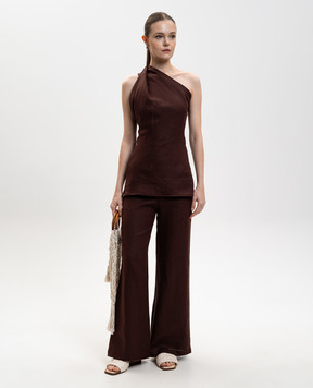 Faithfull Коричневий топ Agua з льону на одне плече FF3939CRB