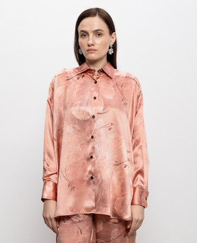 Kiton Розовая блуза из шелка в цветочный принт D52431K0873G