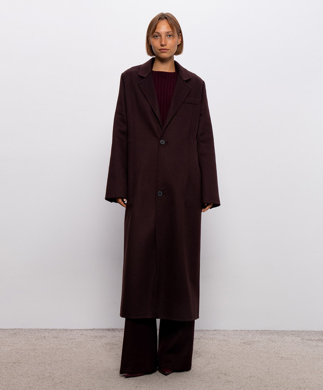 Victoria Beckham Бордовое пальто с шерстью 1326WCT007364C изображение 3
