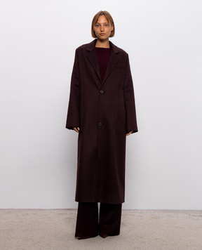 Victoria Beckham Бордовое пальто с шерстью 1326WCT007364C