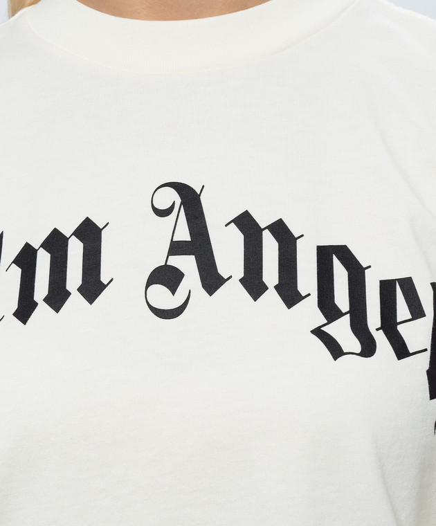 Palm Angels Футболка цвета айвори с принтом логотипа PAWAA003JR001 изображение 5