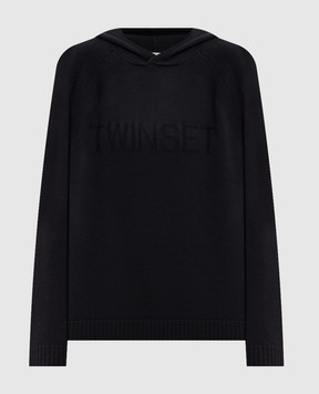 Twinset Черный худи с узором логотипа 262LI3NCC