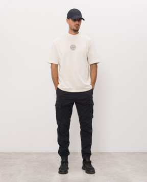 Stone Island Футболка кольору айворі з принтом Low Infos L2S152100001S0480
