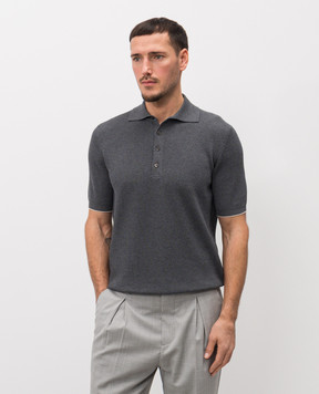 Brunello Cucinelli Серое поло в рубчик M29400025