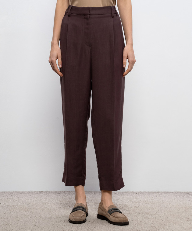 Brunello Cucinelli Синие брюки с леном с цепочкой мониль MH126P8292 изображение 3