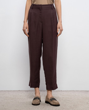 Brunello Cucinelli Синие брюки с леном с цепочкой мониль MH126P8292