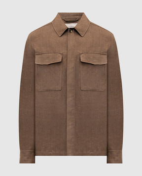 Agnona Коричнева куртка з льону в стилі сорочки TS09U1YU3047
