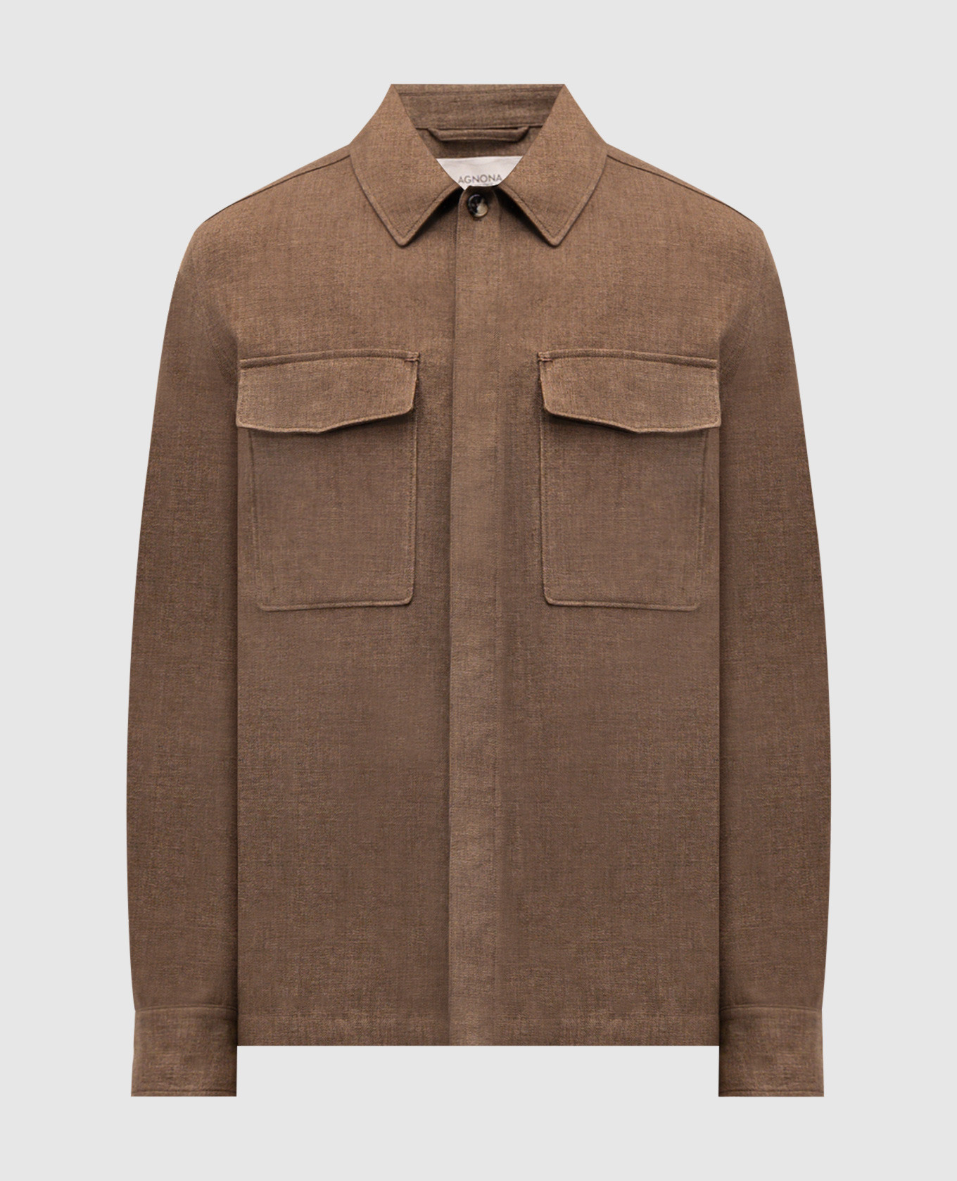 Коричневая куртка из льна в стиле рубашки