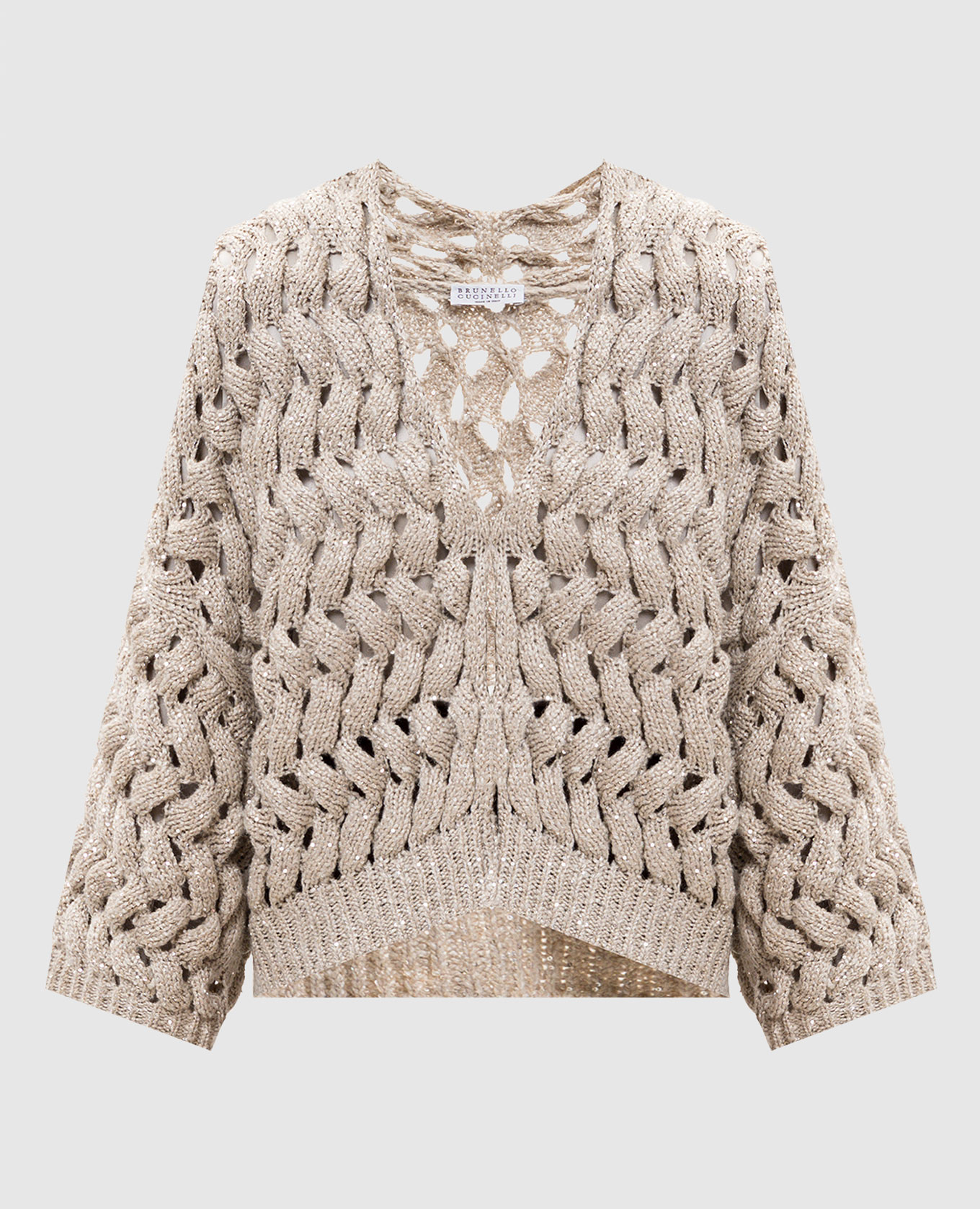 

Серый кардиган с шелком и льном с пайетками, Кардиганы