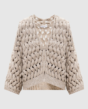 Brunello Cucinelli Серый кардиган с шелком и льном с пайетками MEA347506P