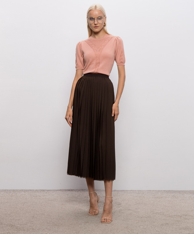 Twinset Коричневая юбка-плиссе с кружевом 262TP2350 изображение 2