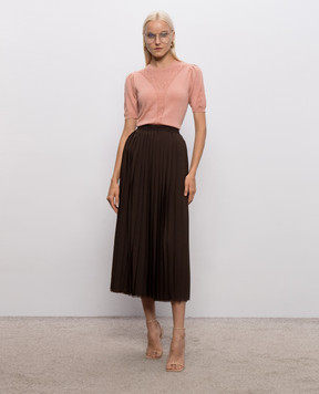 Twinset Коричнева спідниця-плісе з мереживом 262TP2350