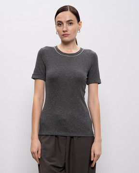 Peserico Серая футболка с люрексом A06840J002351