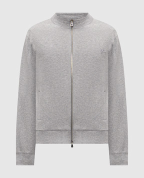 ISAIA Сіра меланжева спортивна куртка з вишивкою емблеми MFRI19J0300