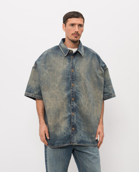 Balmain Синя джинсова сорочка з вінтажним ефектом GH1HB050DG10