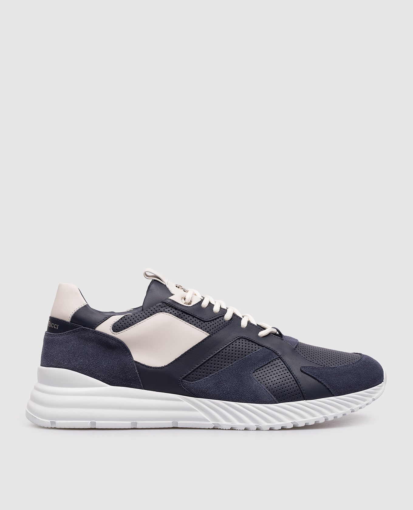 Синие кожаные кроссовки с монограммой