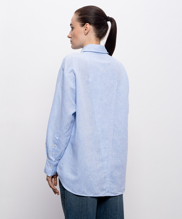 Woolrich Блакитна сорочка з льоном CFWWSI2013FRUT5295 зображення 4