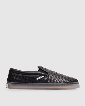 Bottega Veneta Черные кожаные слипоны Serena 876113V6VE0