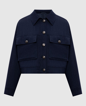 Brunello Cucinelli Синя куртка з вовни у візерунок MB1887597P