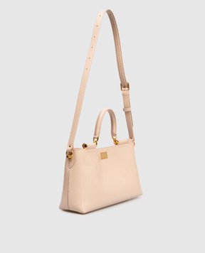 Dolce&Gabbana Бежевая кожаная сумка Vittoria с логотипом BB7896AZ000