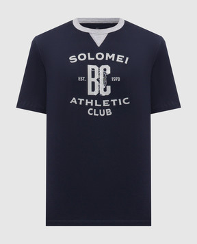 Brunello Cucinelli Синяя футболка с принтом M0B131001G