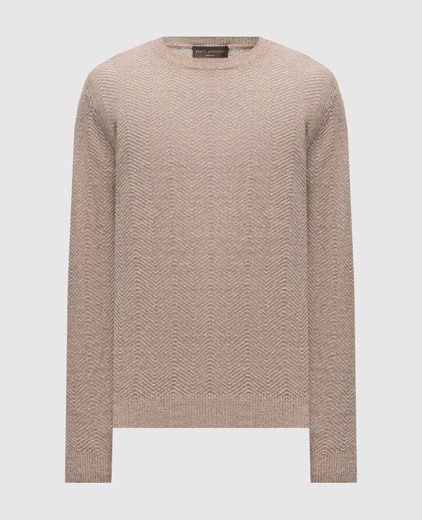 

Коричневый джемпер из льна и шелка в узор, Джемпера