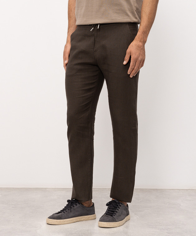 Bilancioni Коричневі штани з льону BE26P2DR1 зображення 3