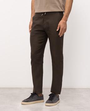 Bilancioni Коричневые брюки из льна BE26P2DR1