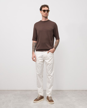 ISAIA Коричнева футболка із шовку MG8260Y0470