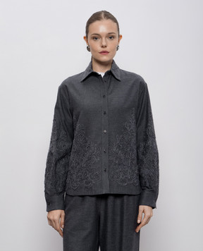 Ermanno Scervino Life Серая рубашка с вышивкой D474K303XQH
