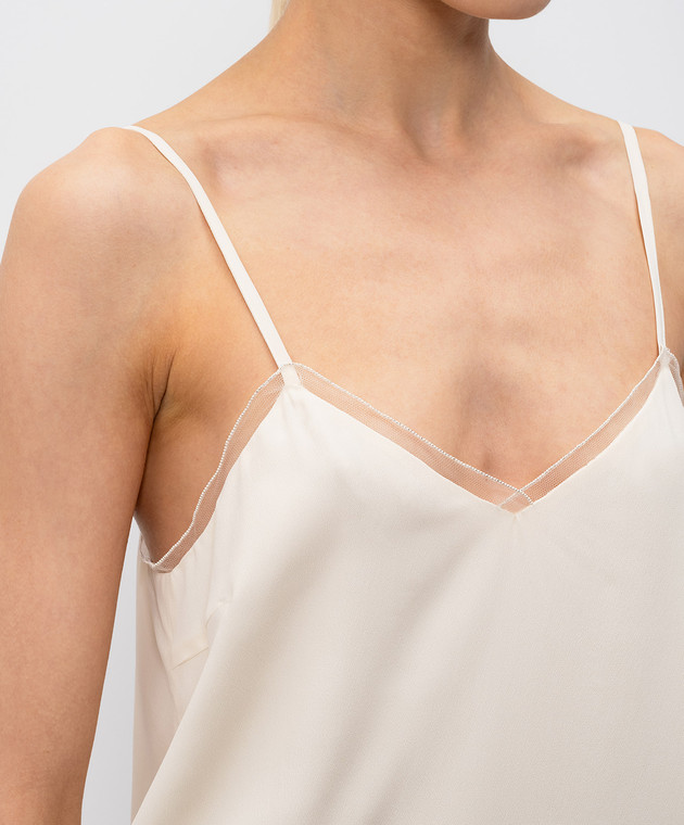 Fabiana Filippi Бежевый топ с шелком TPD276F281M152 изображение 5