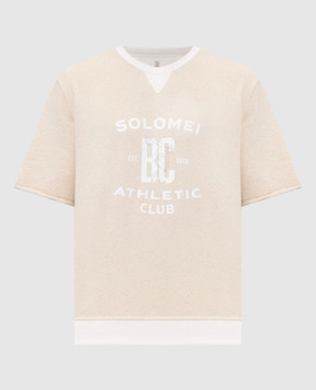 Brunello Cucinelli Бежевая футболка с брендовым принтом MR8313378G