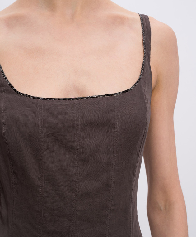 Brunello Cucinelli Коричнева сукня максі з ланцюжком моніль M0F91A5477 зображення 4