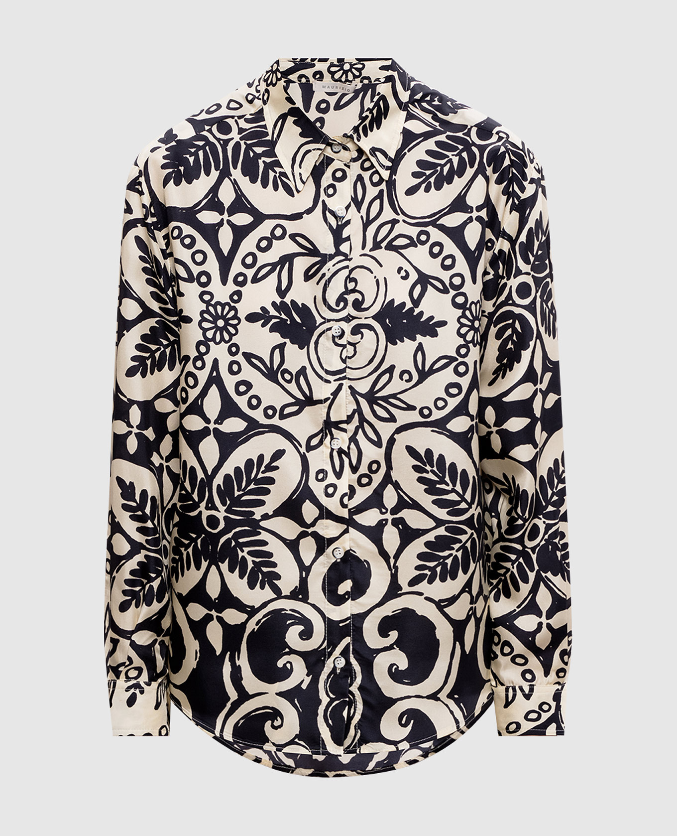 

Бежевая блуза из шелка в принт, Бежевый, Блузы