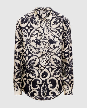 Maurizio Бежева блуза із шовку в принт MZS6W07210481