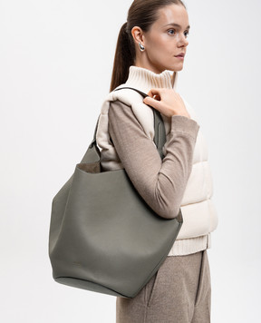 Khaite Кожаная сумка-тоут Lotus цвета хаки HAITEBAG