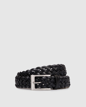 Cashmere&Whiskey Синій шкіряний плетений ремінь BRAID