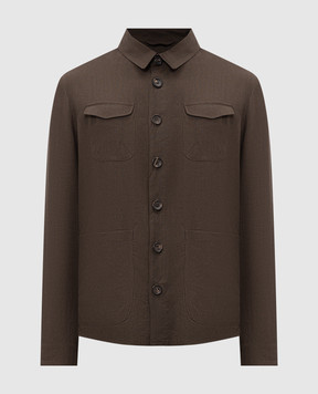 Bilancioni Коричневая рубашка из льна BE26G9DR1