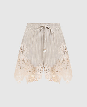 Twinset Бежеві шорти з льоном в смужку 261LM2FDD