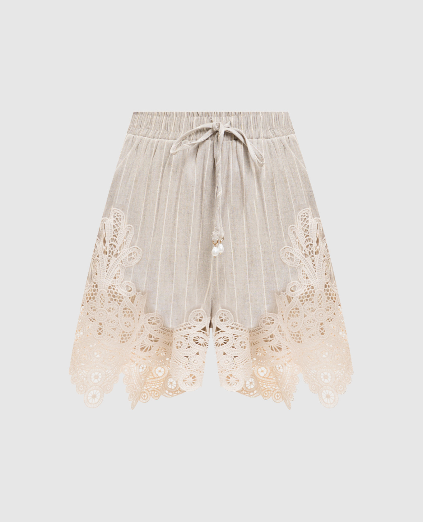 Бежеві шорти з льоном в смужку