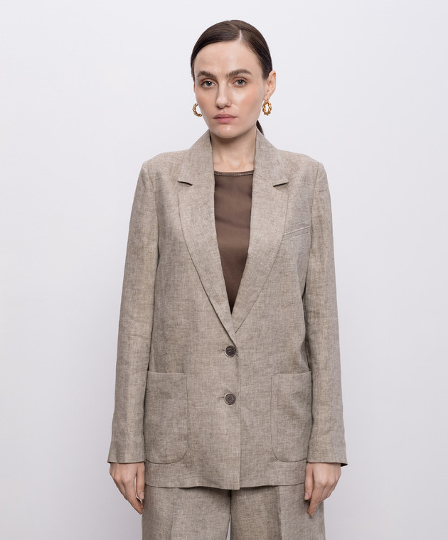 Peserico Коричневий жакет з льону S0122802598 зображення 3