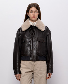 Brunello Cucinelli Коричневая кожаная куртка MPCTN7656P