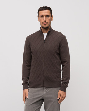 Canali Коричневый кардиган из шерсти и кашемира MK02362C0022