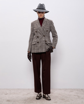 Brunello Cucinelli двубортный жакет с шерстью альпаки в клетку MV4037053