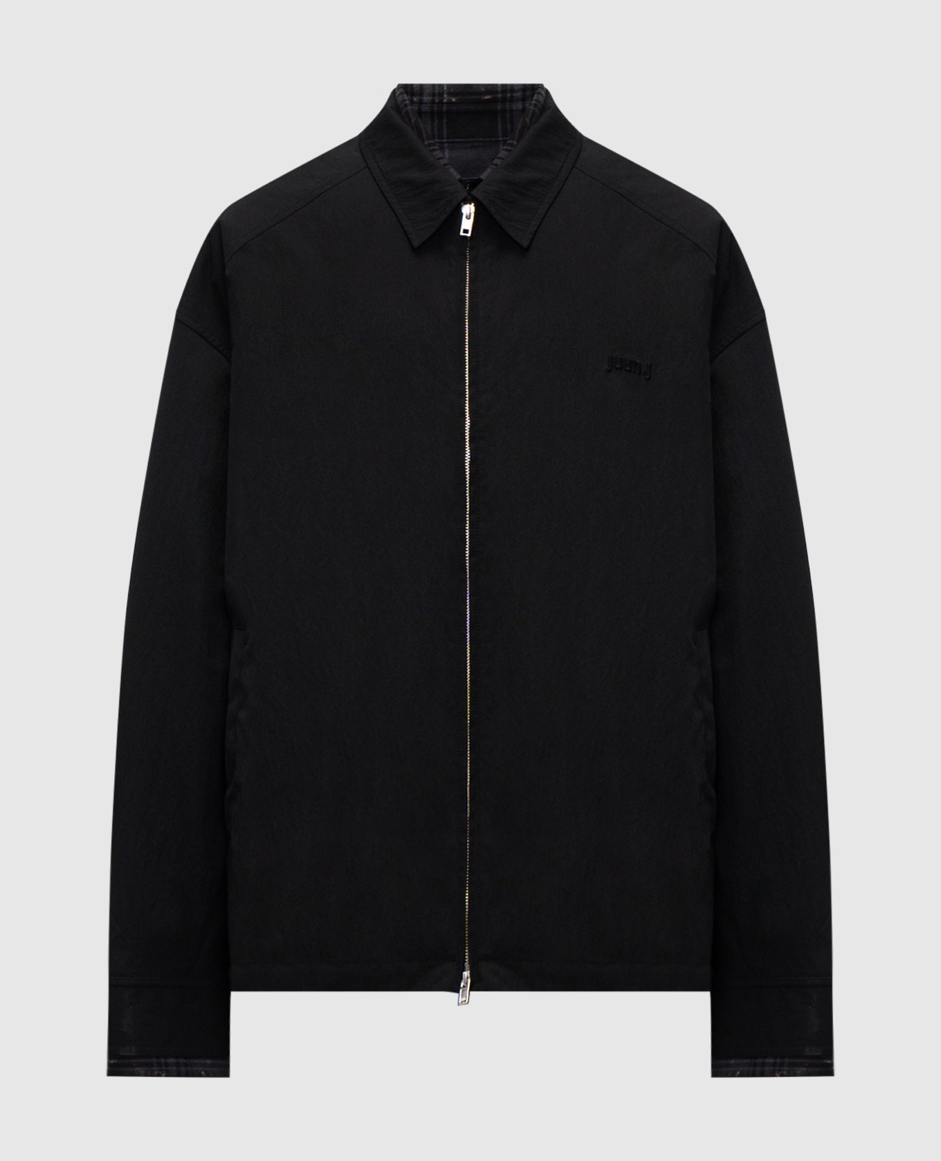 

Черная куртка двойной конструкции с вышивкой логотипа, Черный, Куртки