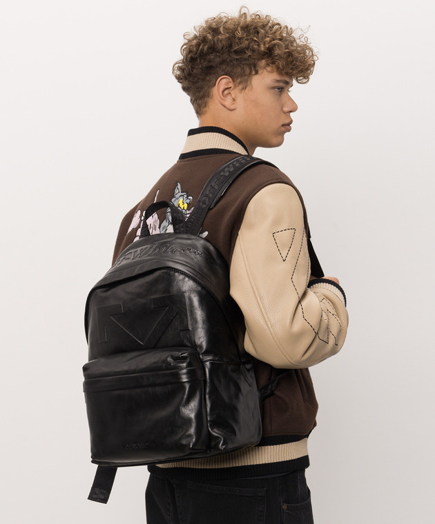 Off-White Чорний шкіряний рюкзак Haritage OWMNB04F26LT01 зображення 2