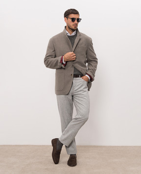 Brunello Cucinelli Пиджак цвета хаки из кашемира MT4016265