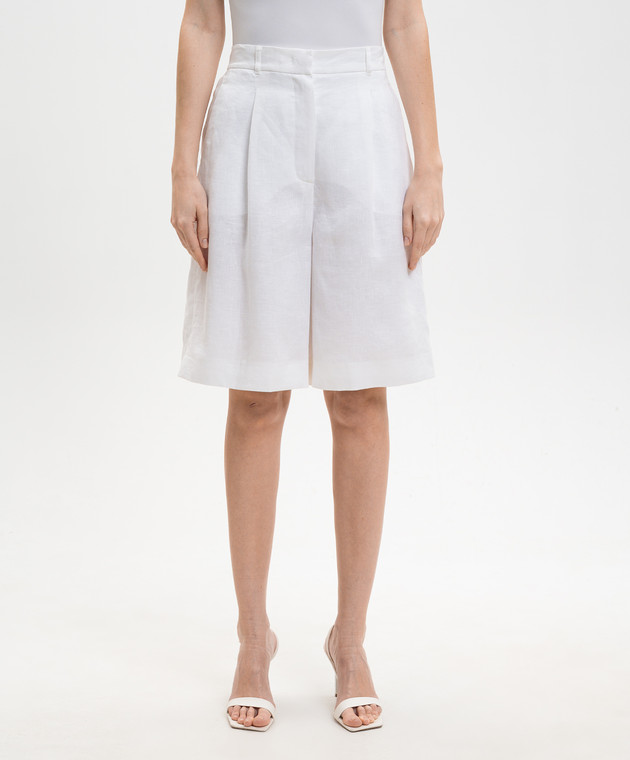 Max Mara Белые бермуды CARAVAN из льна MSTCARAVAN изображение 3